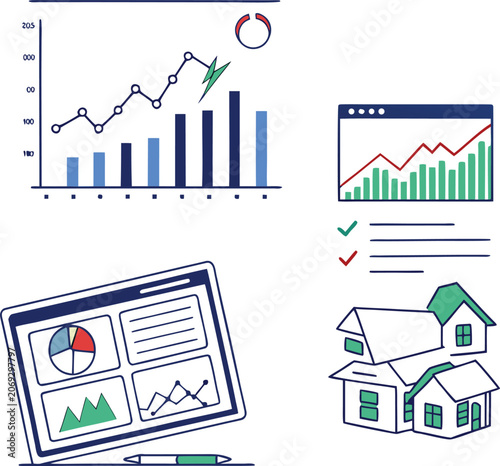 vector illustration of graphs and charts