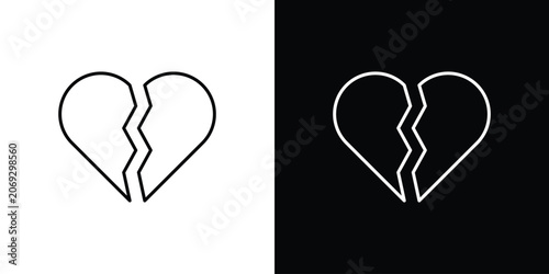Obraz na plátne Broken heart icon graphics editable linear strokes