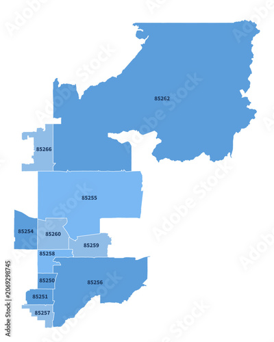 Canvastavla Scottsdale Arizona ZIP Code Map, Labeled Editable Boundaries