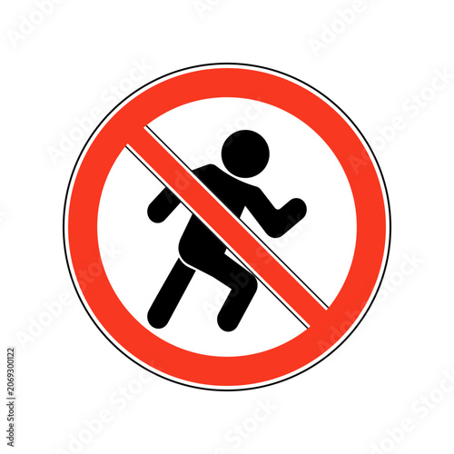 Do not run sign on white background.