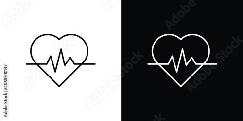Photos Heartbeat icon graphics editable linear strokes