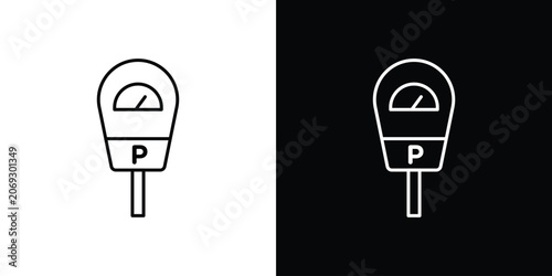Schilderij op canvas Parking meter icon graphics editable linear strokes