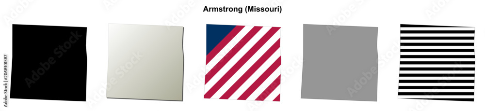 Fototapeta premium Armstrong (Missouri) blank outline map set