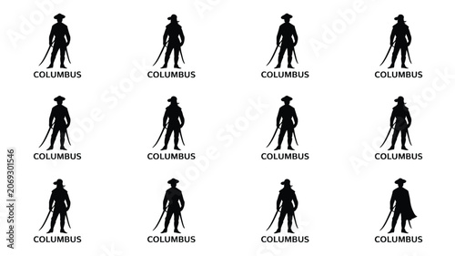 Foto Silhouette of christopher columbus in various poses