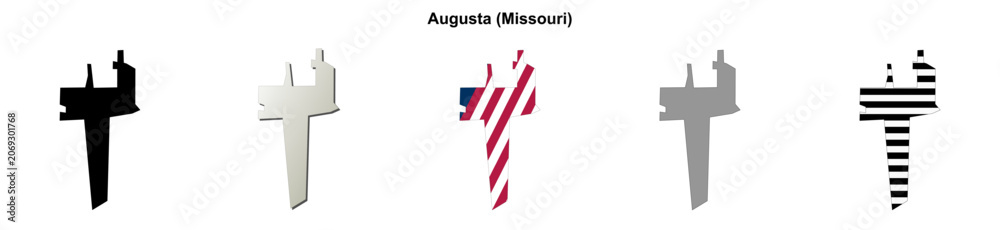 Fototapeta premium Augusta (Missouri) blank outline map set
