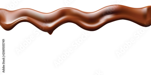 Chocolate sauce or melted chocolate wave on white background
