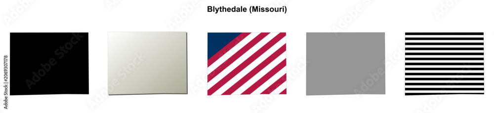 Fototapeta premium Blythedale (Missouri) blank outline map set