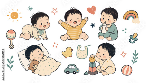 Tableau sur toile Cute Baby Cartoon Characters.