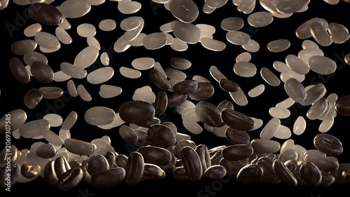 Coffee beans falling, slow motion, Luma Matte