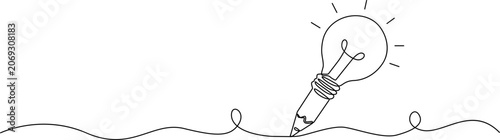 Continuous line drawing Creative idea, light bulb, inspiration concept, vector illustration