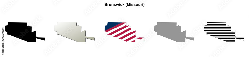 Fototapeta premium Brunswick (Missouri) blank outline map set