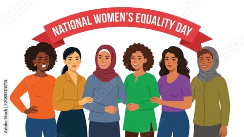 Diverse group of women for National Women's Equality Day illustration.