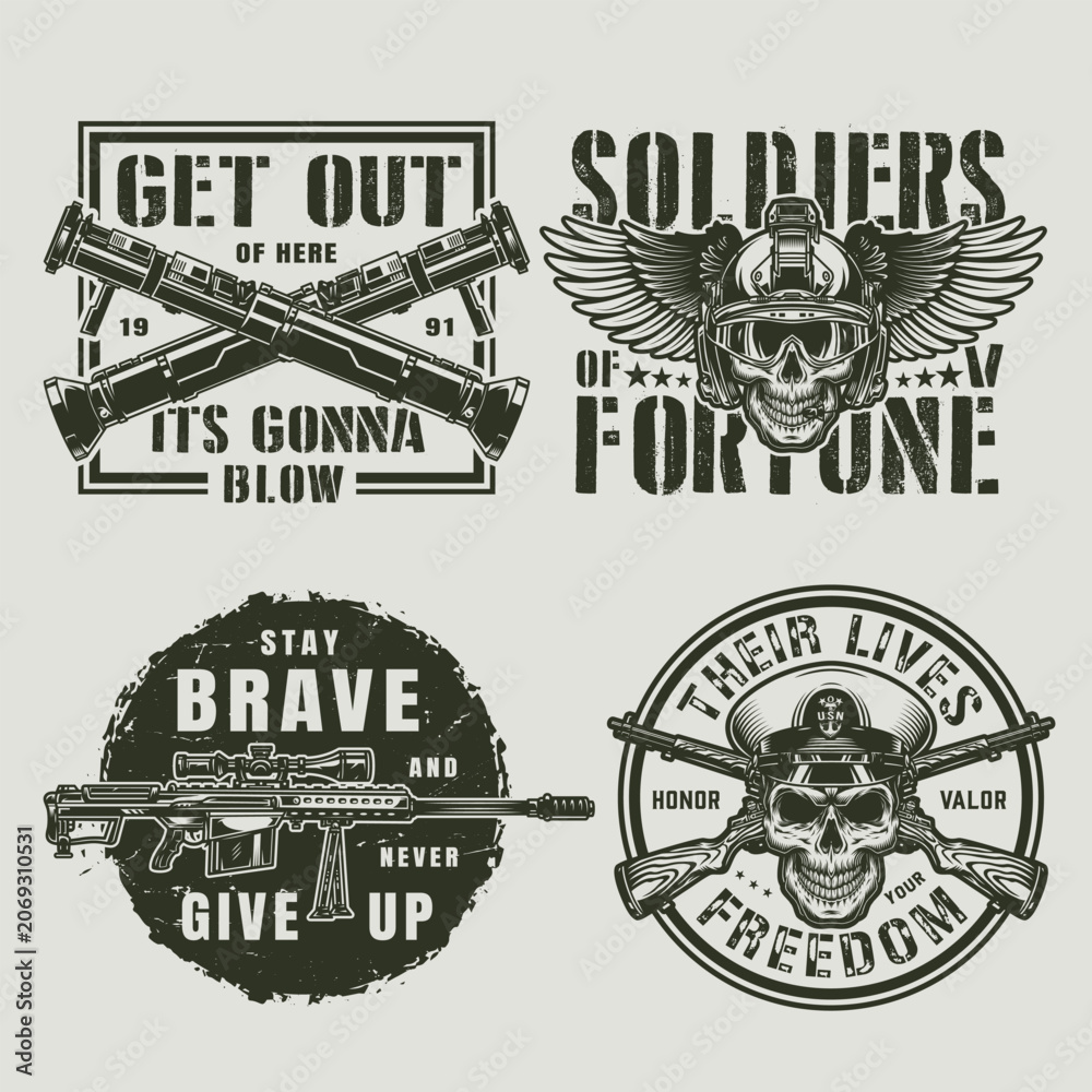 Fototapeta premium Bold military logos