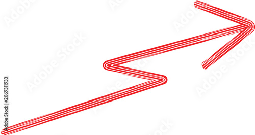 Red arrow vector outline indicating business growth and financial market succes