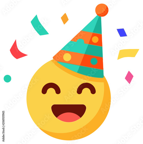 Party flat vector illustration icon with transparent background for happy celebration emoji design