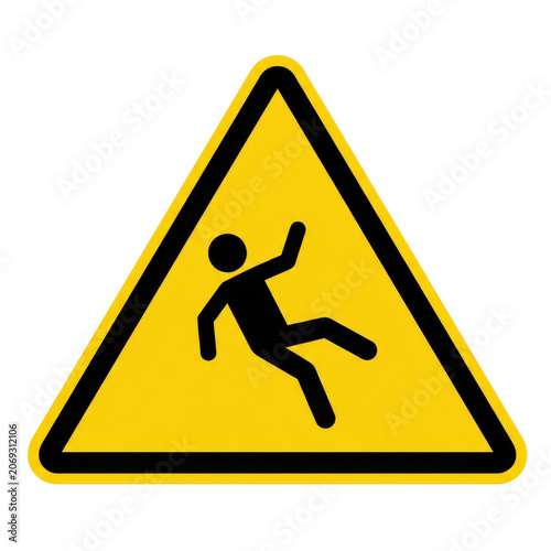 Caution slippery floor sign isolated on transparent background warning symbol png