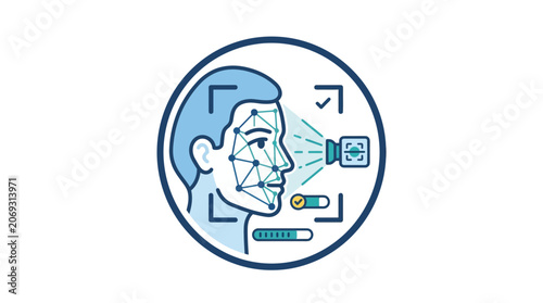 Facial Recognition Technology System Scanning Face.