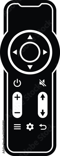 Foto Minimalist black and white vector icon of a digital smart tv remote control for modern electronic technology