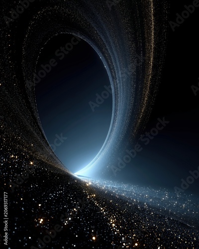 Cosmic vortex tunnel with luminous stardust for dramatic sci fi marketing.
