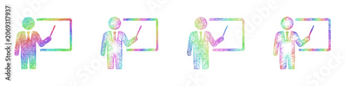 Obraz na plátně Multicolored sketch teacher icon design set