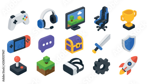 Foto Collection of gaming and technology icons.