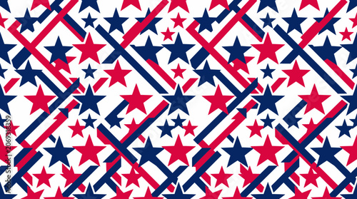 Patriotic stars and stripes geometric seamless pattern background