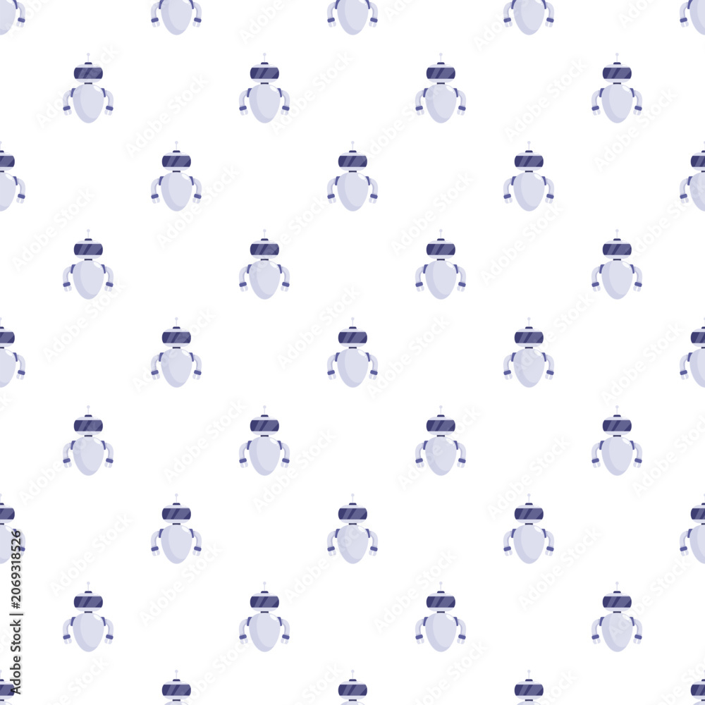 Naklejka premium Mini futuristic robots creating a seamless artificial intelligence technology background