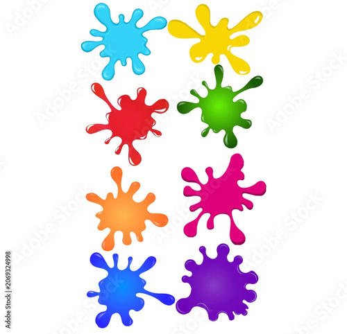 colourful paint splatter and blot set 