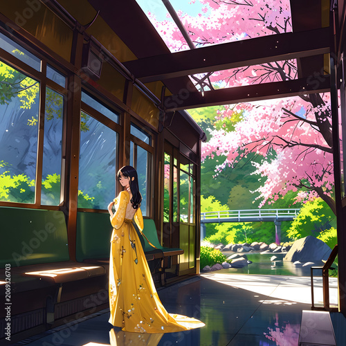 young woman in a yellow dress