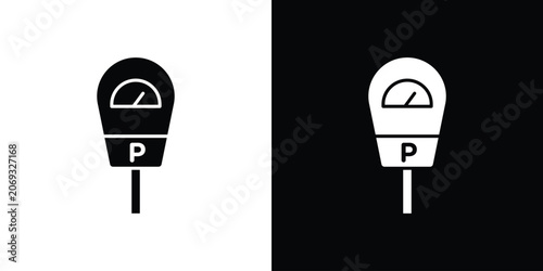Schilderij op canvas Parking meter icon logo for designer or illustrator.