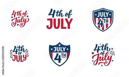Patriotic 4th of july silhouette logos and badges