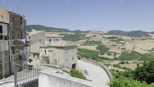 Old houses in Motta Montecorvino, a rural village overlooking the hills in Italy.