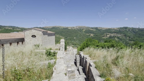 Brick buildings in a village destroyed by an earthquake in  Molinara, a village in Campania, Italy..