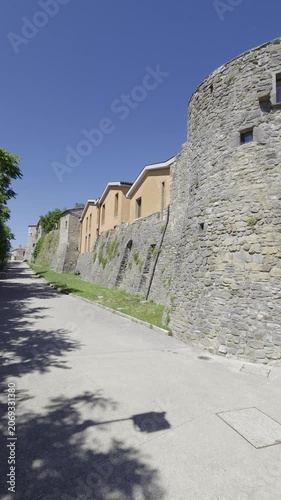 The walls of an old village destroyed by an earthquake and now rebuilt in Molinara, a town Campania, Italy.