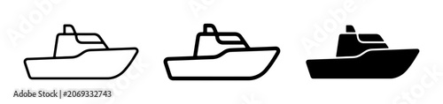 Konstfotografi Set of three boat icons, outline and solid fill, representing marine transport and watercraft for travel and leisure