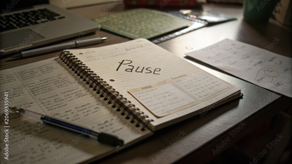Obraz premium Relaxation and Reflection: Pause in a Study Environment