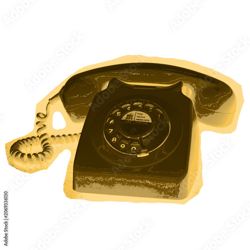 Φωτογραφία Classic Vintage Yellow Rotary Telephone Retro Style