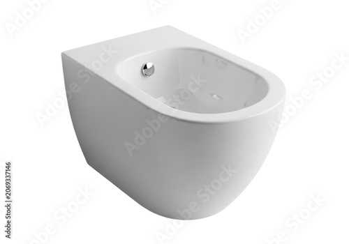 Modern white ceramic bidet isolated on transparent background