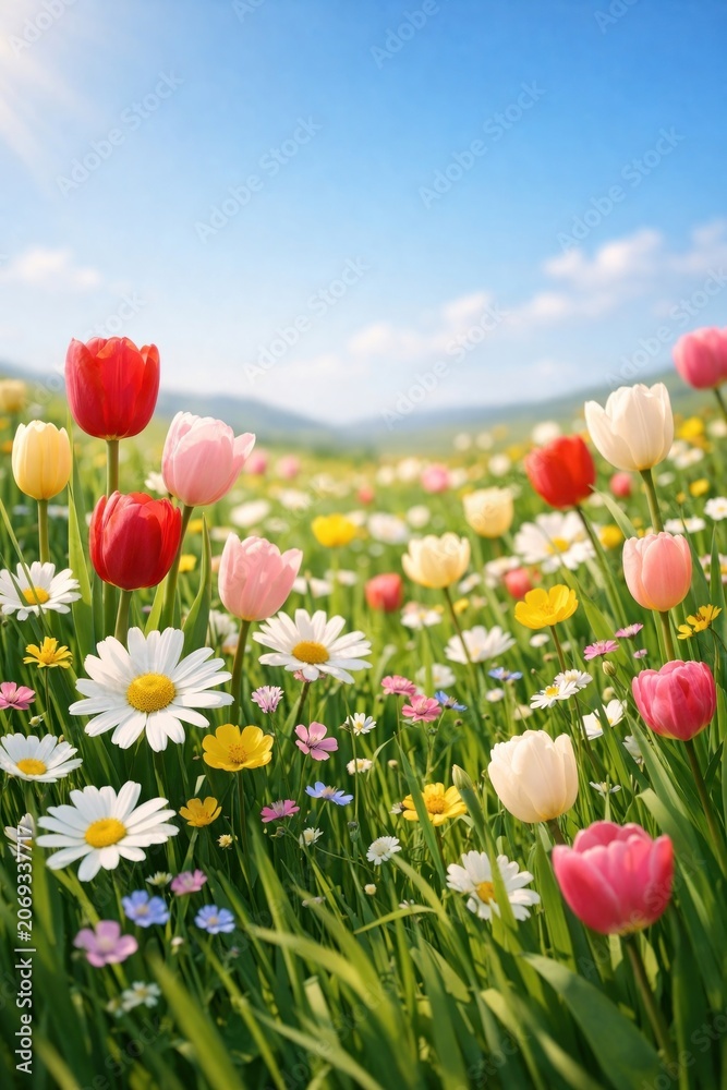 Obraz premium Vibrant spring flowers bloom beautifully.