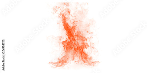 Vibrant orange smoke swirling on isolated transparent background with dynamic movement and texture