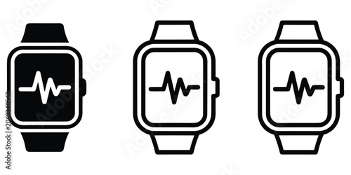 Smartwatch with heart rate monitor icon showing health and fitness tracking technology