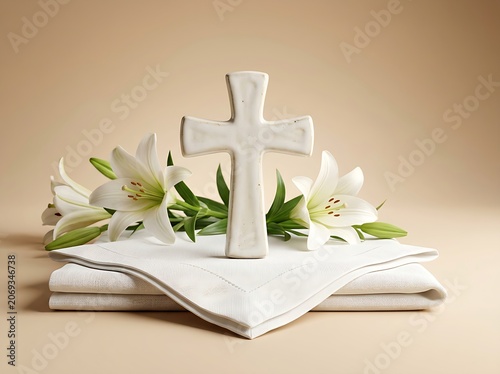 White Linen Cross Easter Background for Resurrection