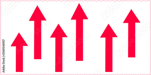Photos Six red arrows pointing up on with wavy border