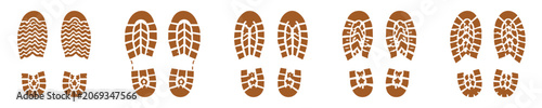 Quadro su tela Set of base shoeprint form neat dark shading, for outdoor travel.