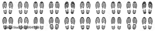 Bundle of shoe footprint contour rough industrial look, for active navigation.