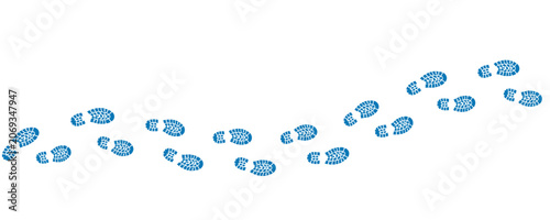 Obraz na plátně Collection of boot sole prints inked stamped, for navigation concepts