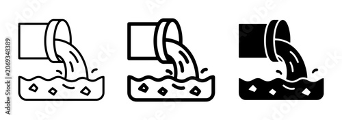Canvastavla Industrial Wastewater Discharge Icons, Sewage Pipe Pouring Polluted Water into R