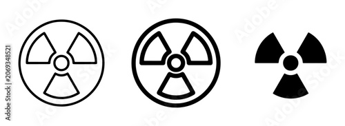 Tablou pe pânză Radiation Warning Symbols, Radioactive Hazard Icons, Nuclear Danger Signs, Atomi