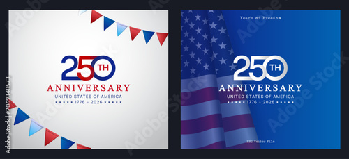 United States 250 Years Freedom Anniversary Logo and Background Vector