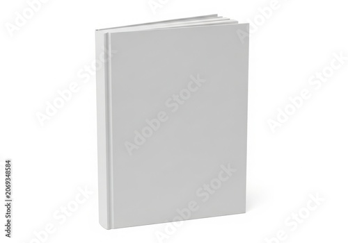 A Simple Gray Book Standing Upright on a White Background